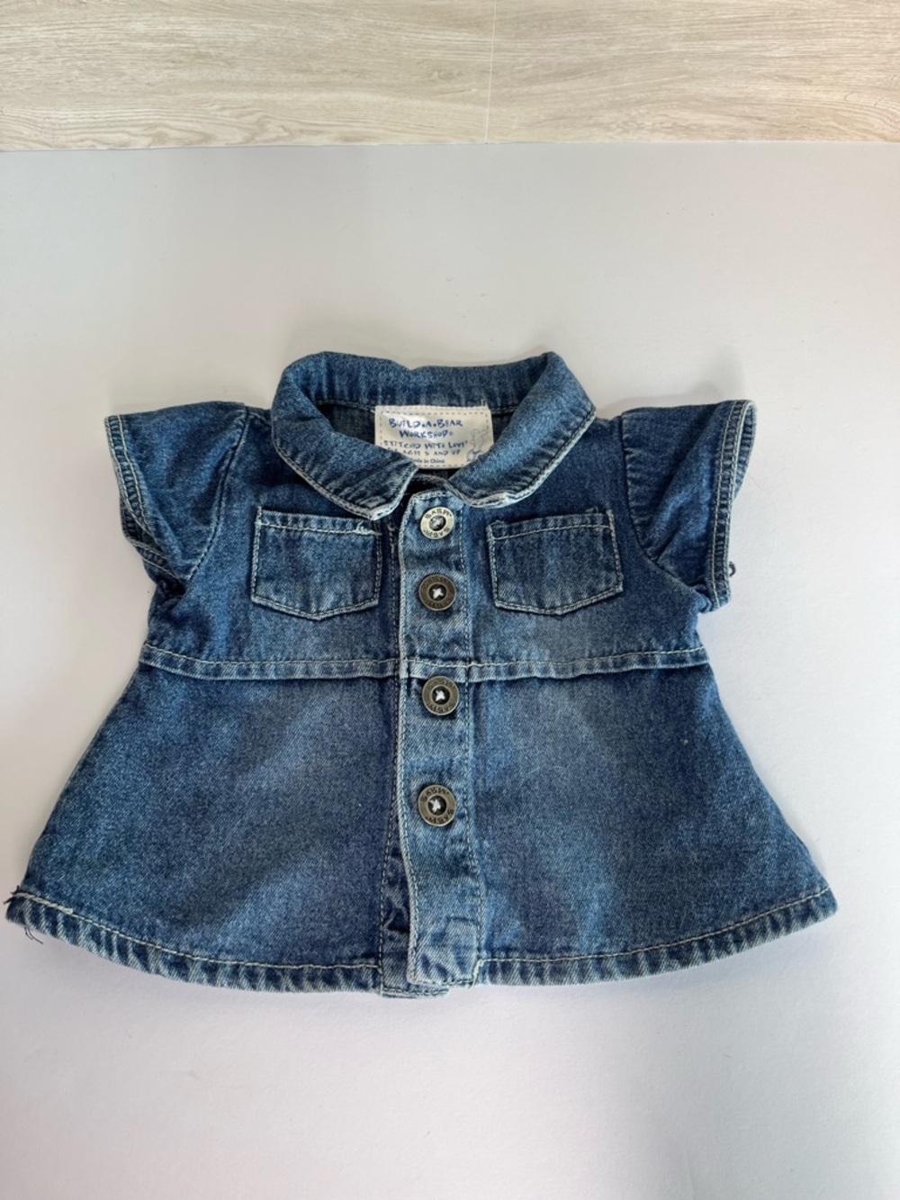 Build A Bear Rare Vintage Denim Blue Jean Dress Jumper Girl Teddy Clothes Outfit